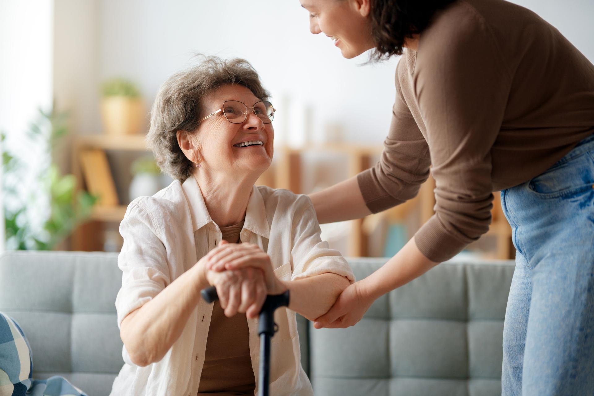 Happy patient and caregiver